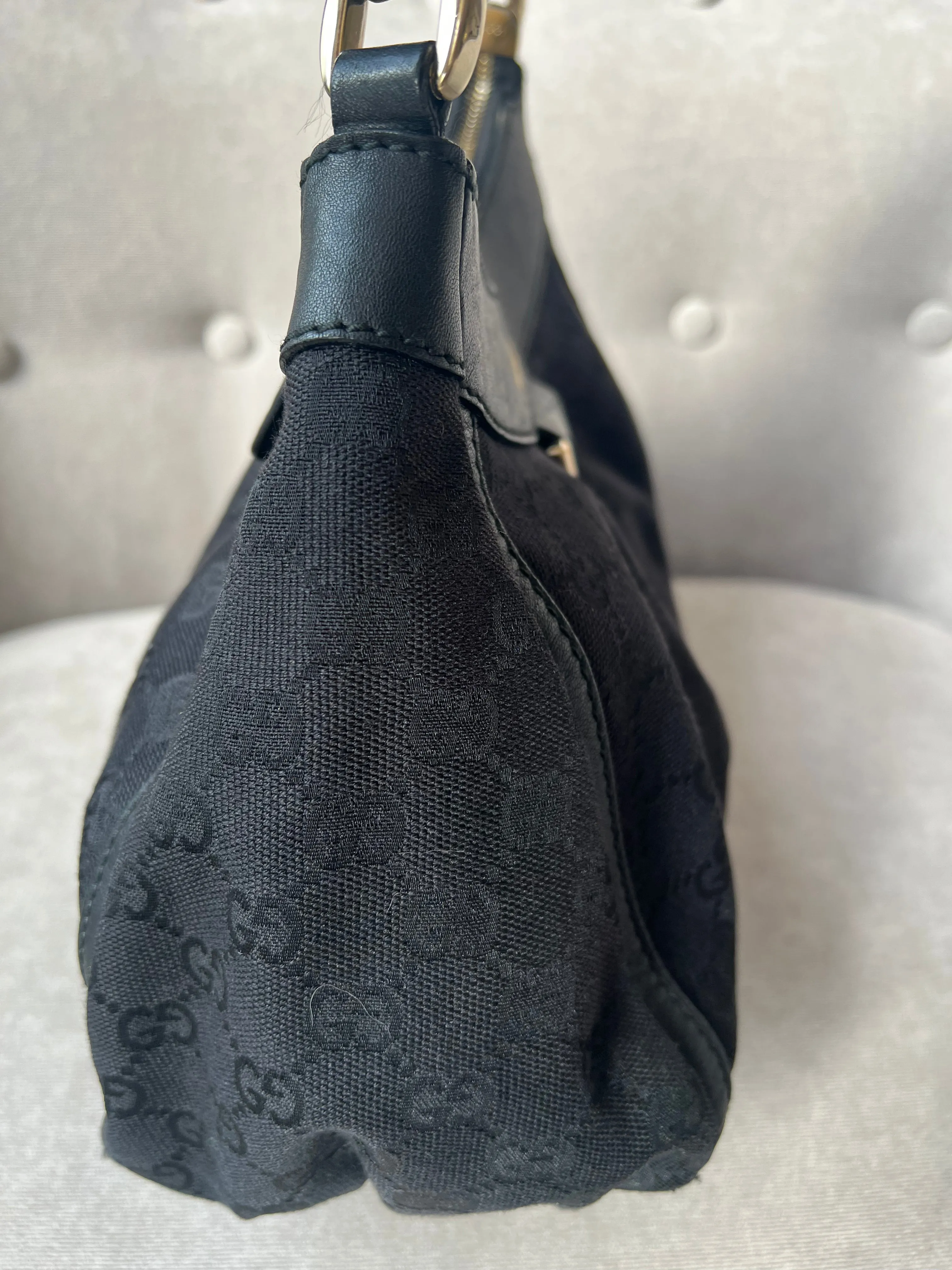 Gucci GG Canvas Small Black Abbey D Ring Hobo