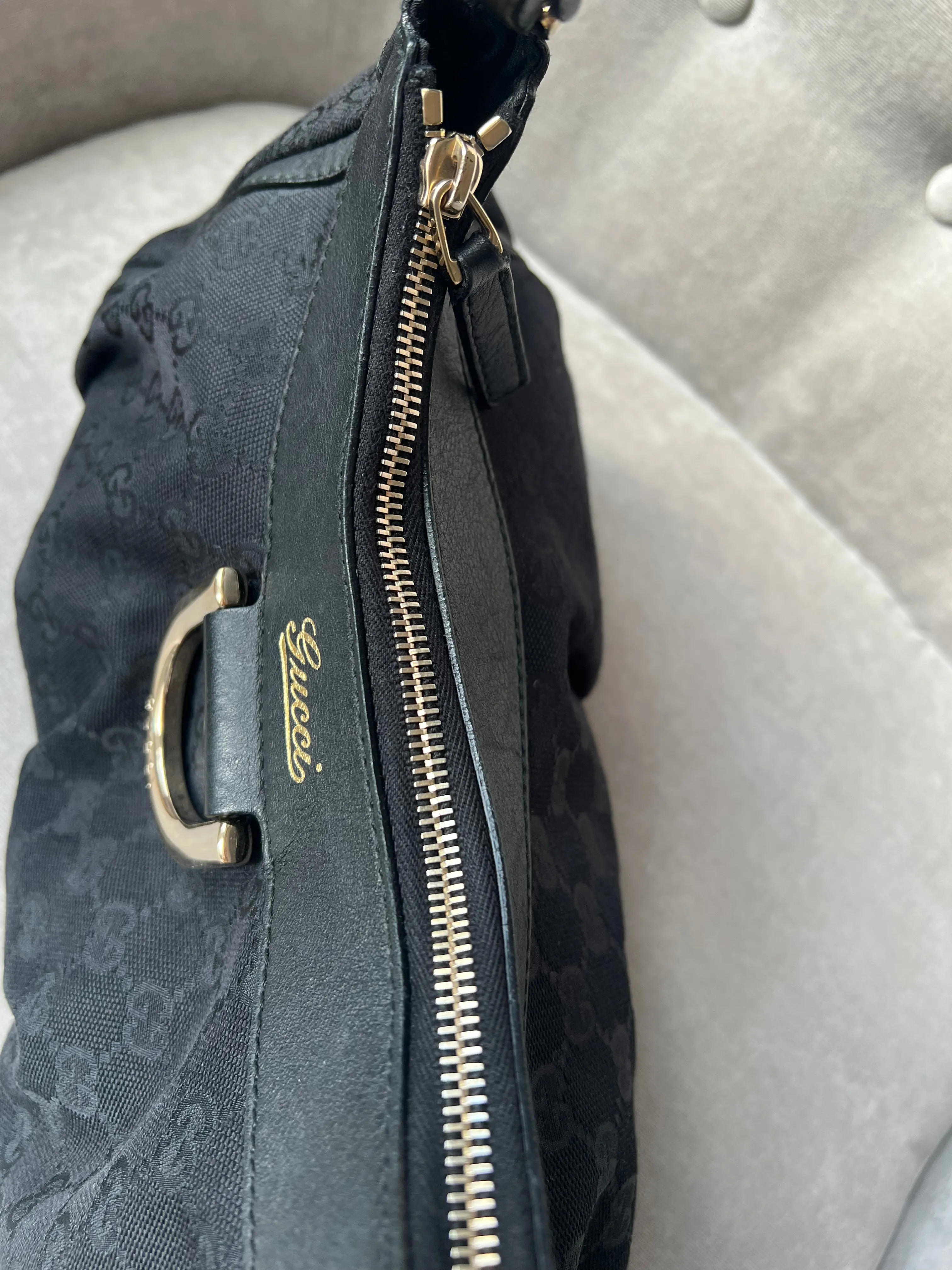 Gucci GG Canvas Small Black Abbey D Ring Hobo