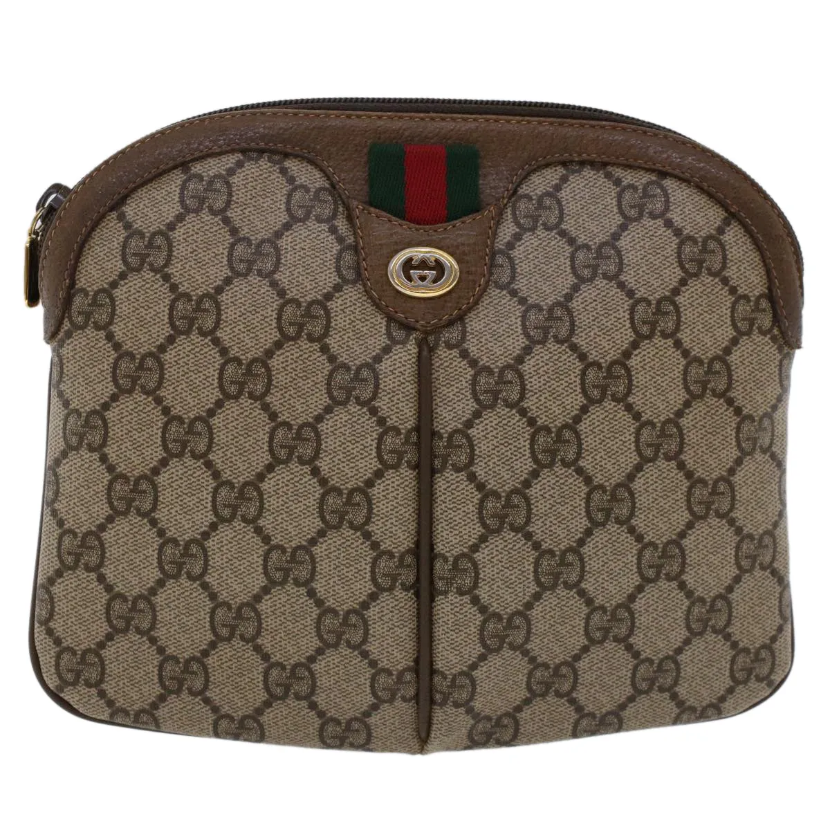 GUCCI GG Canvas Web Sherry Line Shoulder Bag Beige Red Green  tb748