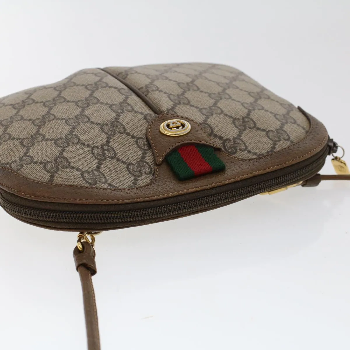 GUCCI GG Canvas Web Sherry Line Shoulder Bag Beige Red Green  tb748