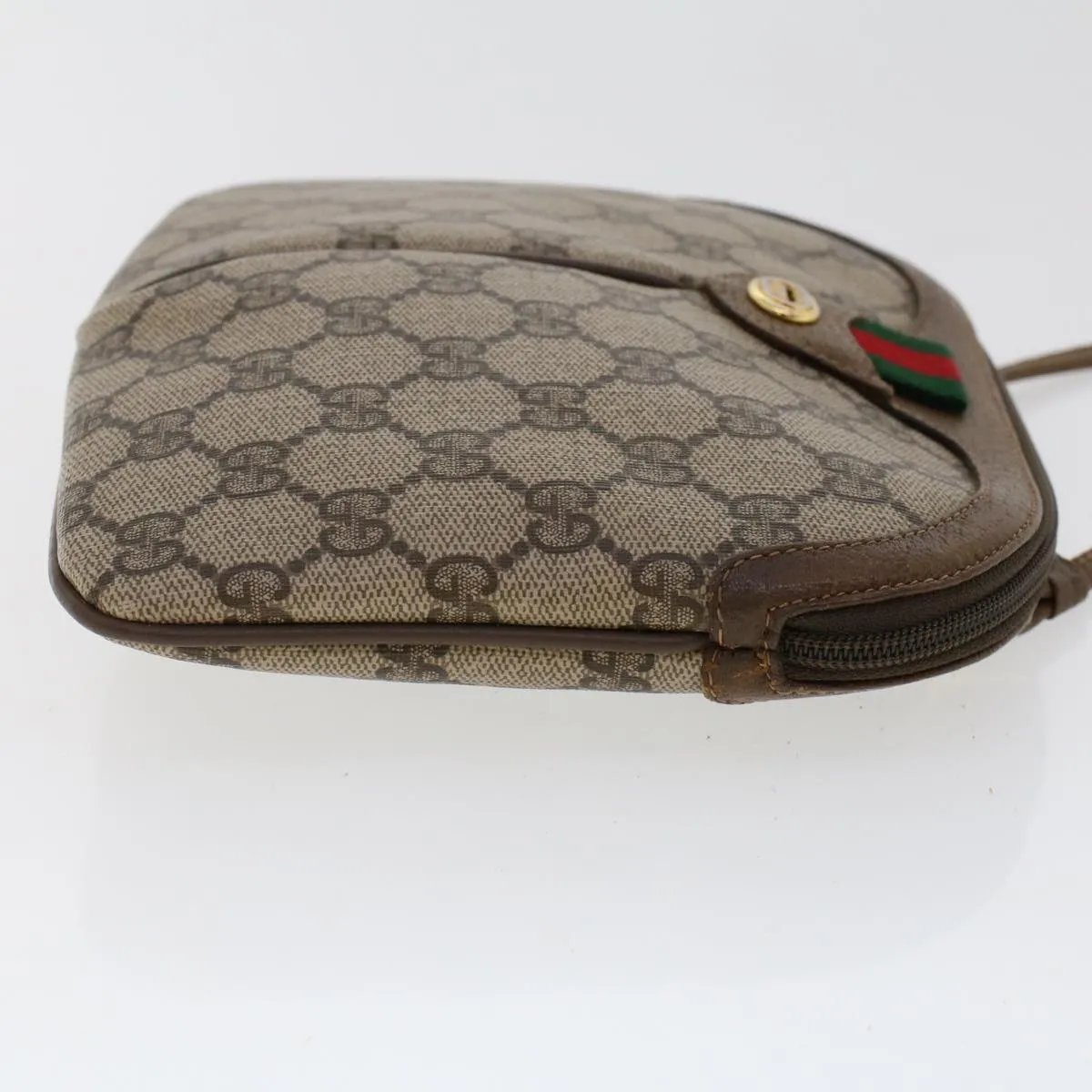 GUCCI GG Canvas Web Sherry Line Shoulder Bag Beige Red Green  tb748