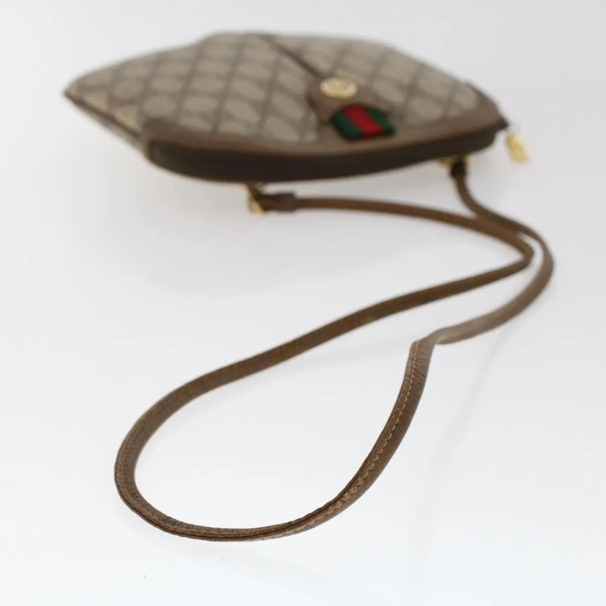 GUCCI GG Canvas Web Sherry Line Shoulder Bag Beige Red Green  tb748