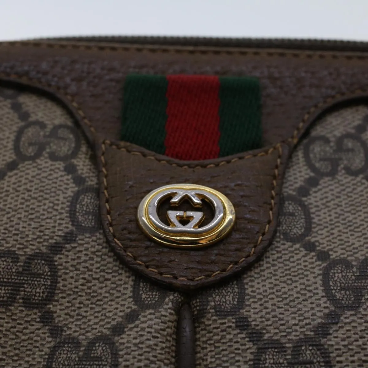 GUCCI GG Canvas Web Sherry Line Shoulder Bag Beige Red Green  tb748