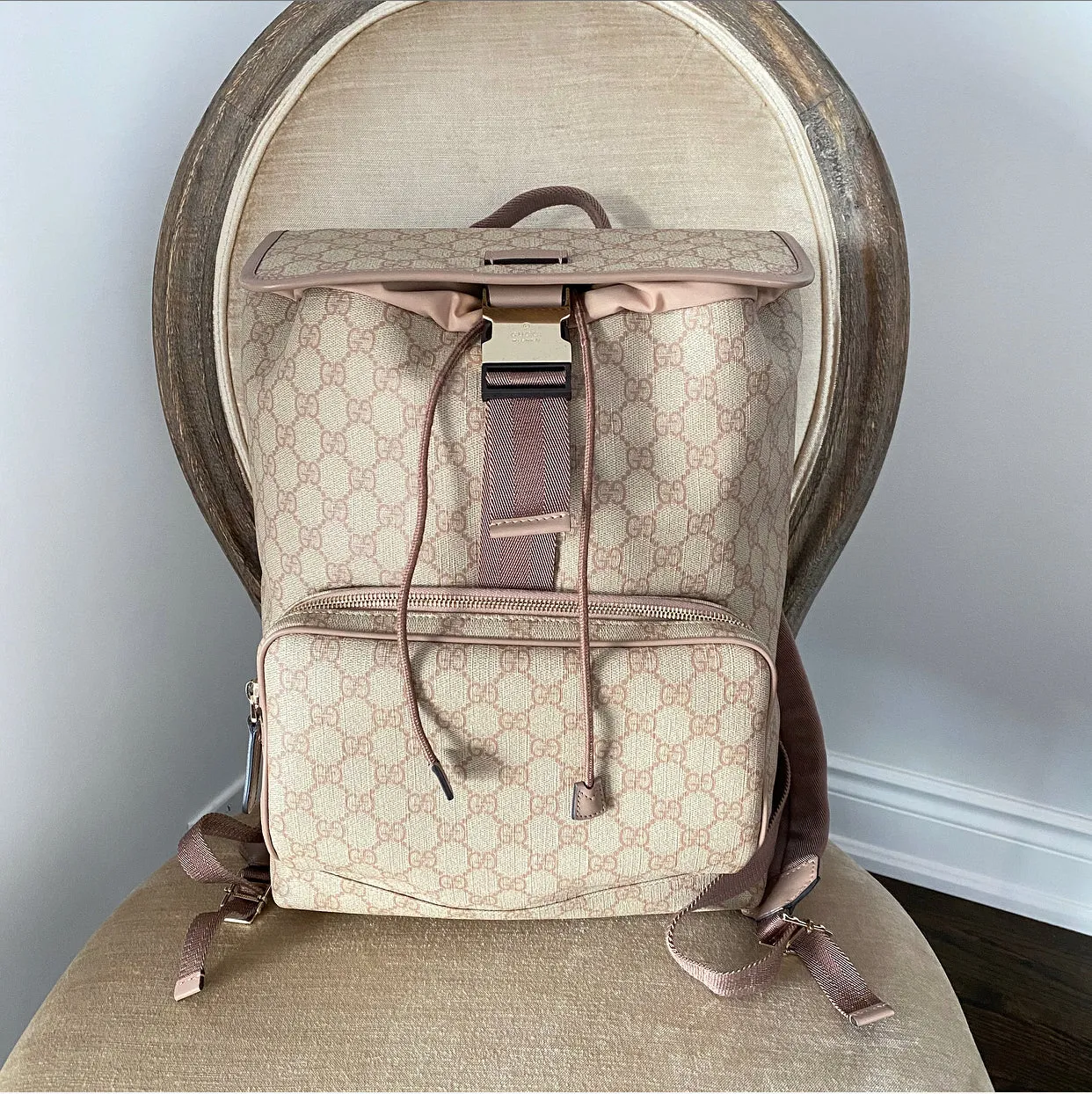 Gucci Monogram Supreme Winter Rose 246103 Backpack Bag