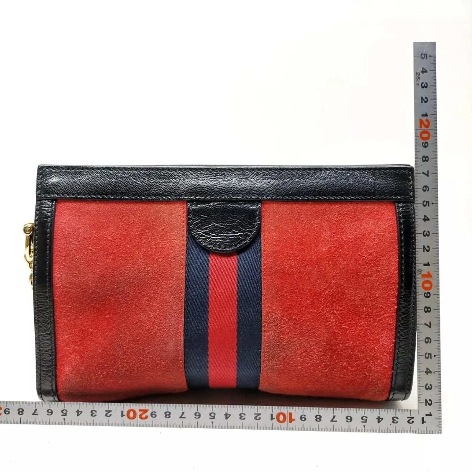 Gucci Sherry Line Red Suede Leather Shoulder Bag