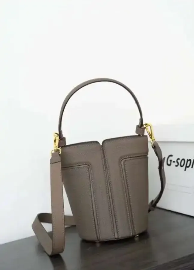 Handmade Genuine Leather Bucket Bag for Women