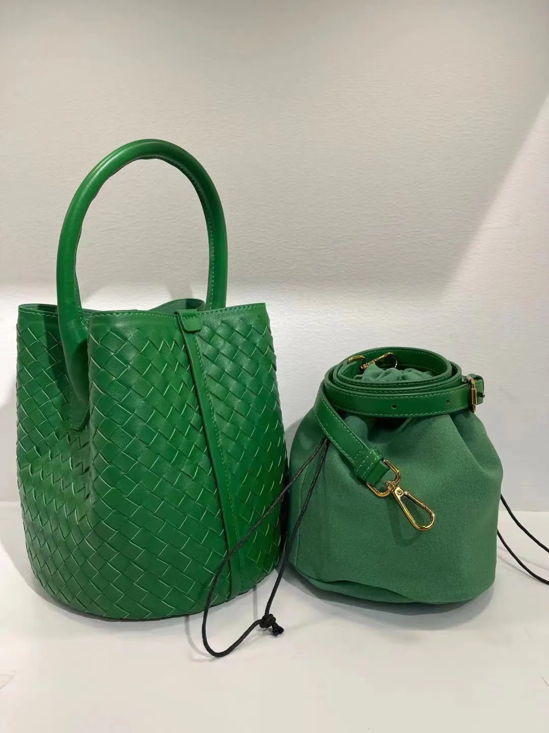 Handwoven Lambskin Bucket Bag