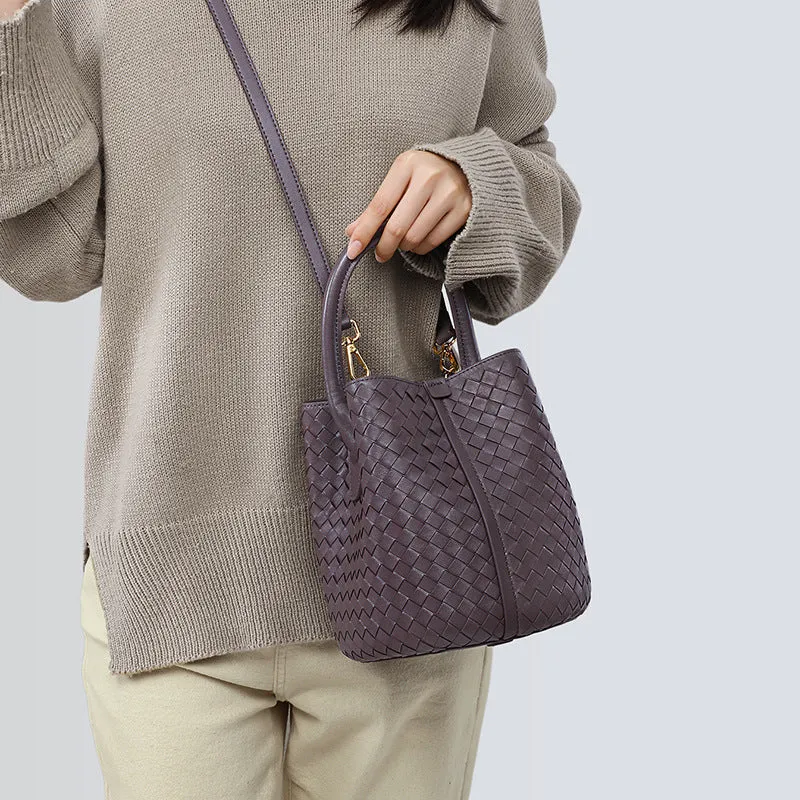 Handwoven Lambskin Bucket Bag