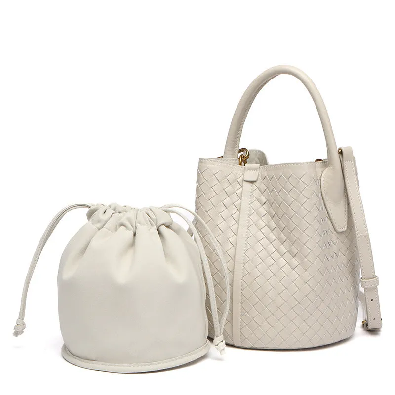 Handwoven Lambskin Bucket Bag