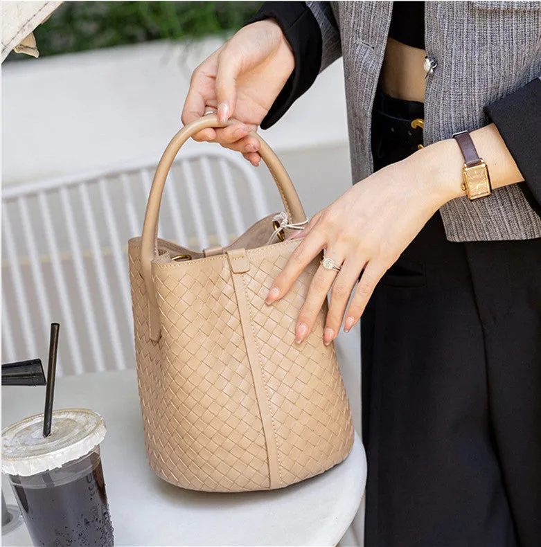 Handwoven Lambskin Bucket Bag