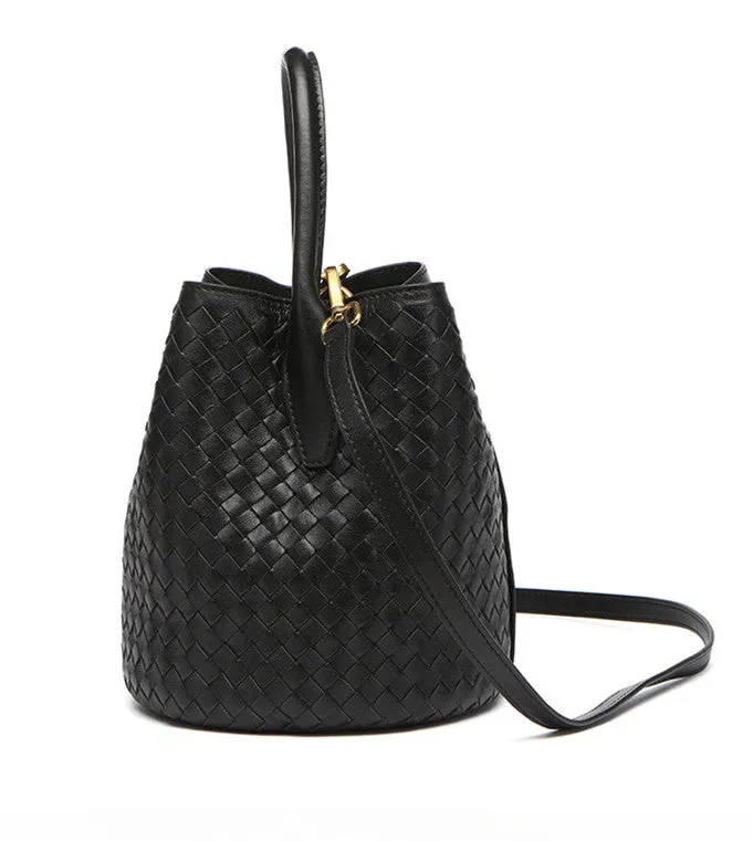 Handwoven Lambskin Bucket Bag