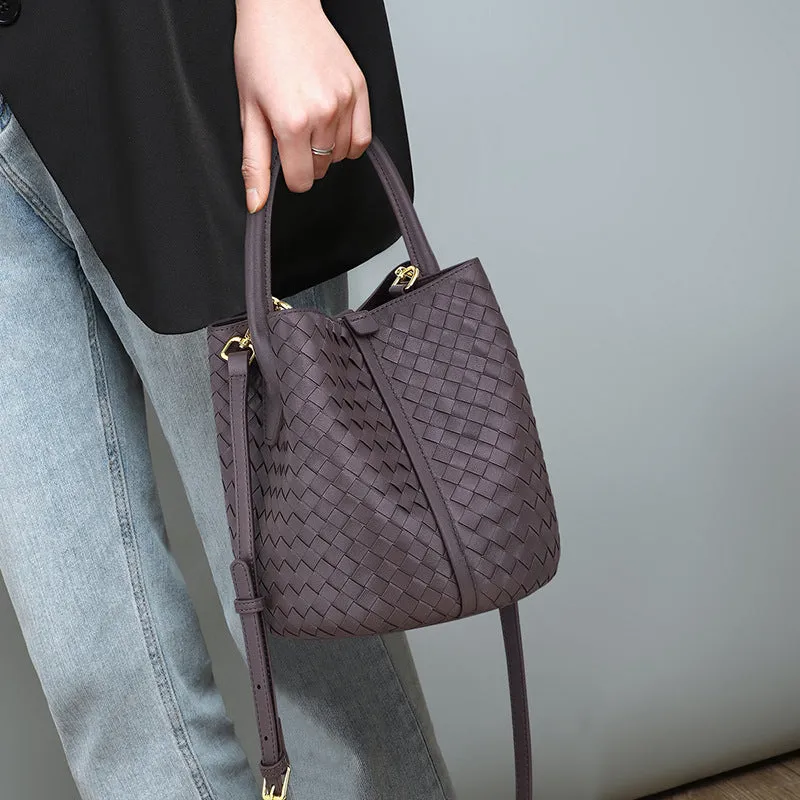 Handwoven Lambskin Bucket Bag