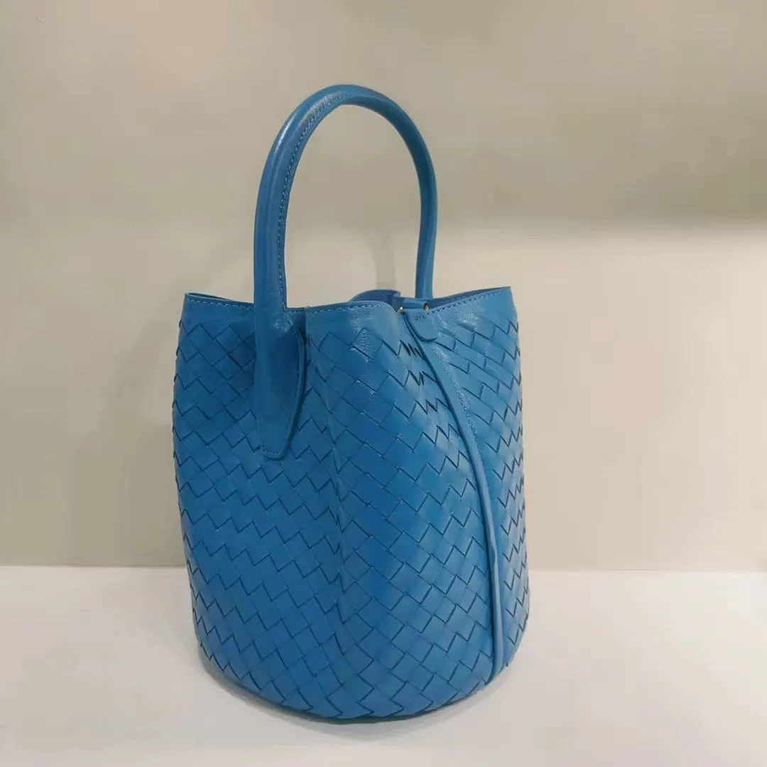 Handwoven Lambskin Bucket Bag