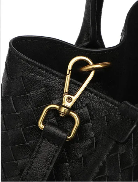 Handwoven Lambskin Bucket Bag