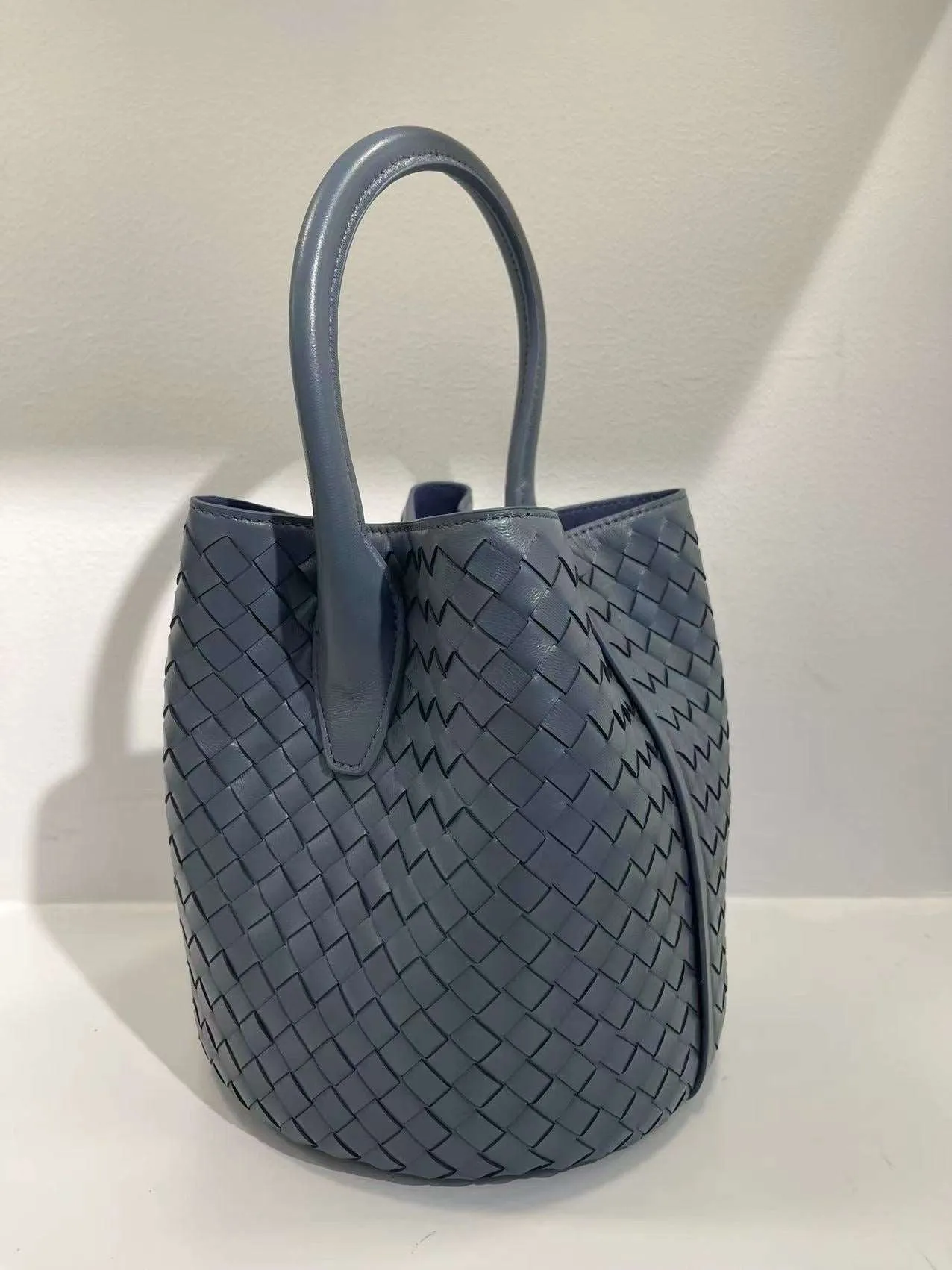 Handwoven Lambskin Bucket Bag
