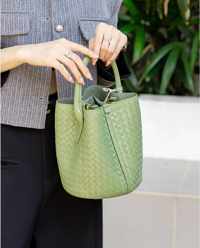 Handwoven Lambskin Bucket Bag