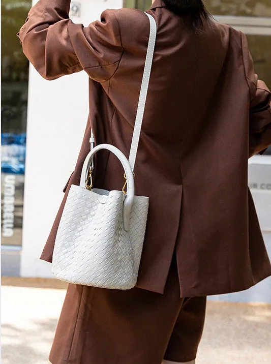 Handwoven Lambskin Bucket Bag