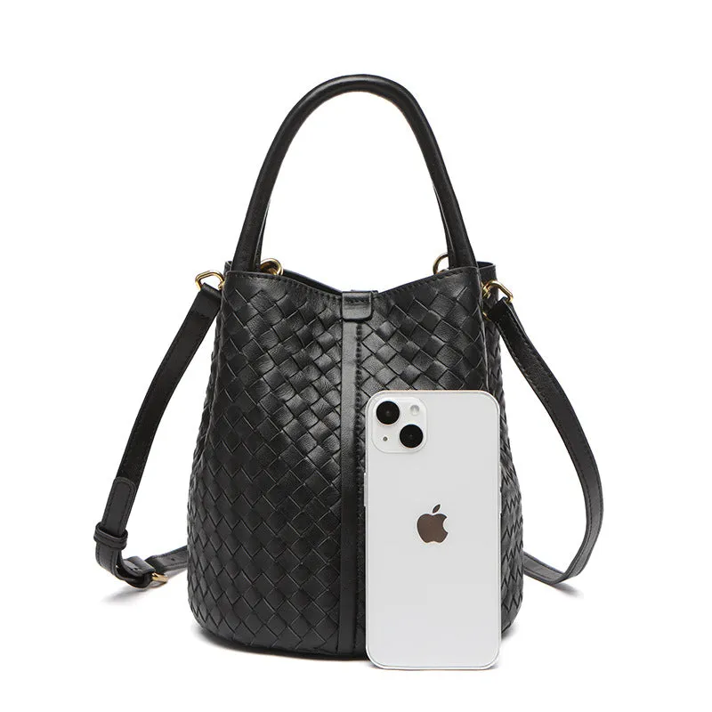 Handwoven Lambskin Bucket Bag