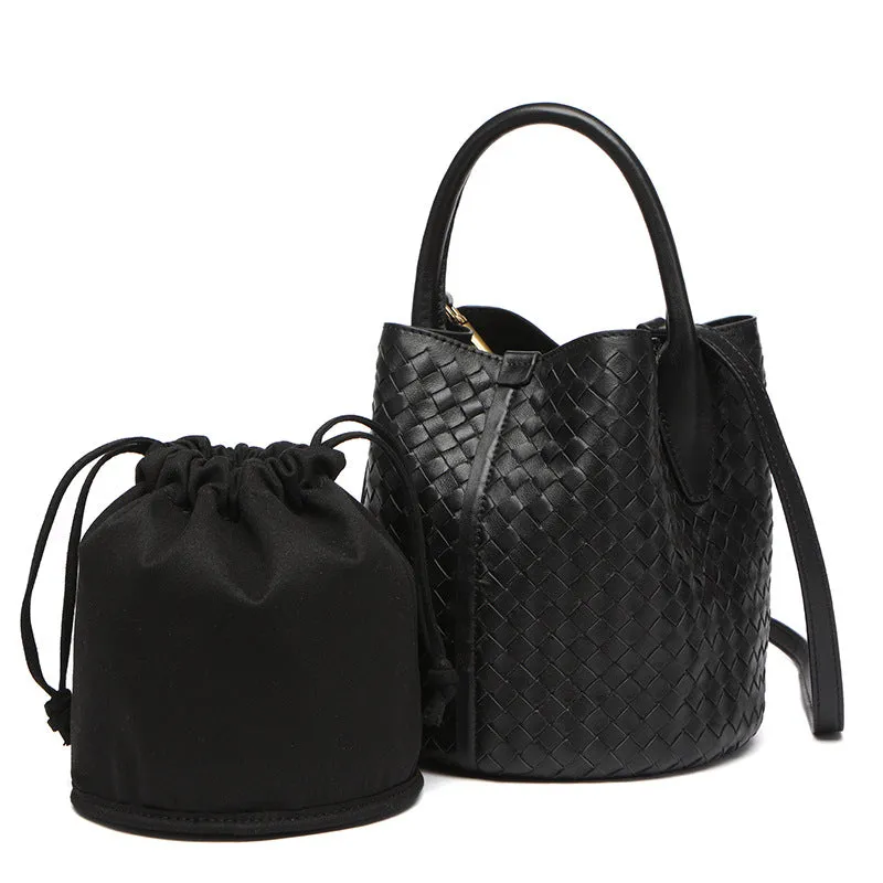Handwoven Lambskin Bucket Bag