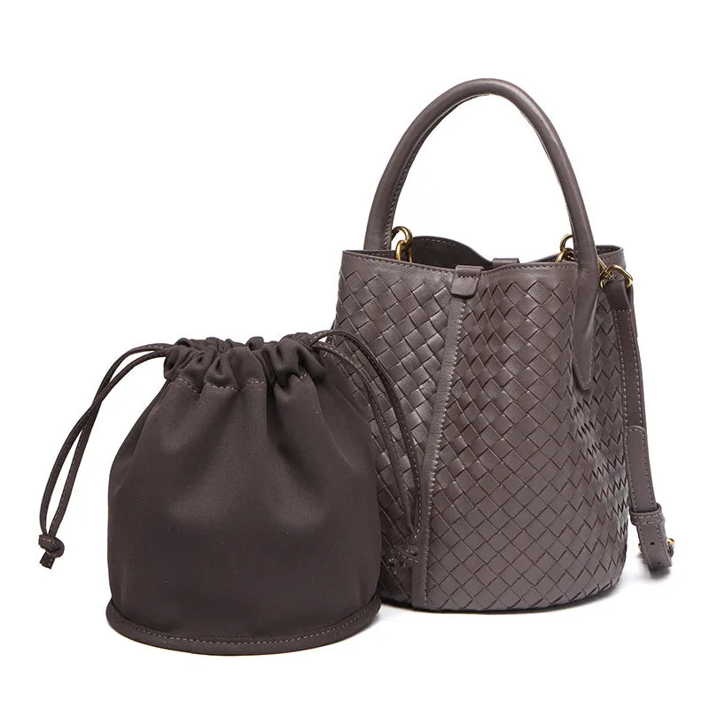 Handwoven Lambskin Bucket Bag