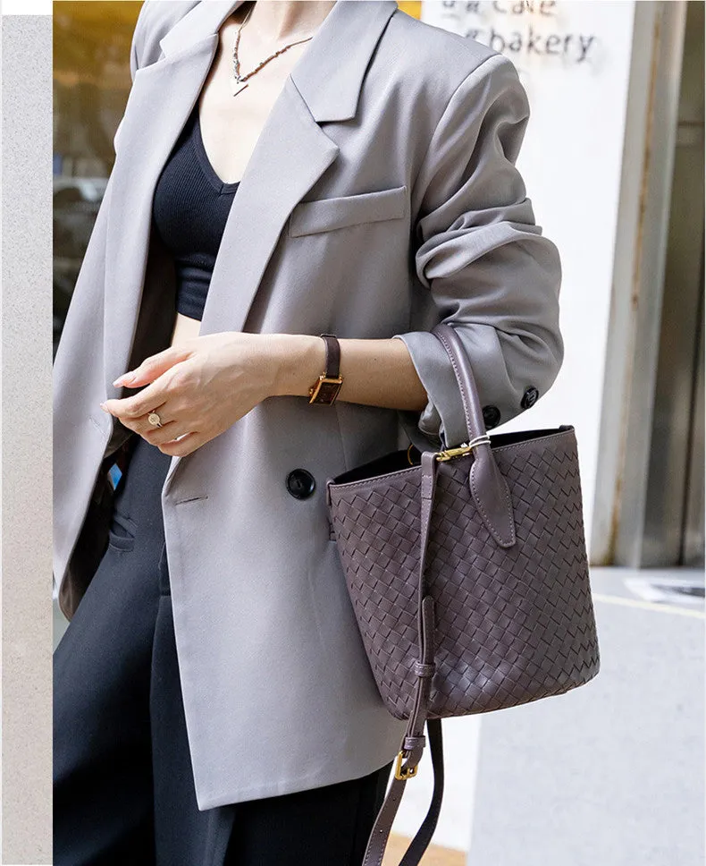 Handwoven Lambskin Bucket Bag
