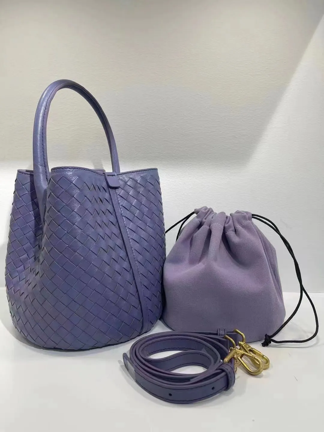 Handwoven Lambskin Bucket Bag