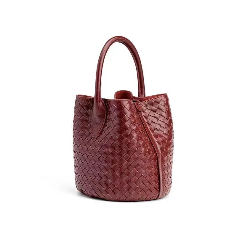 Handwoven Lambskin Bucket Bag
