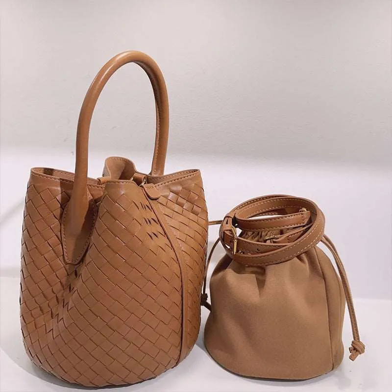 Handwoven Lambskin Bucket Bag