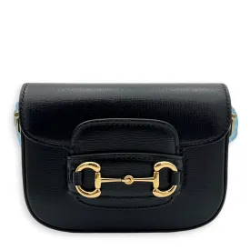 Horsebit 1955 Crossbody Bag Super Mini Black in Calfskin, Gold hardware