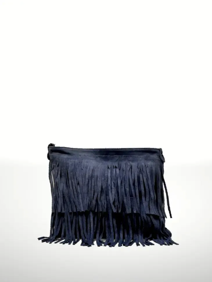 Italian Leather Fringe Shoulder Bag