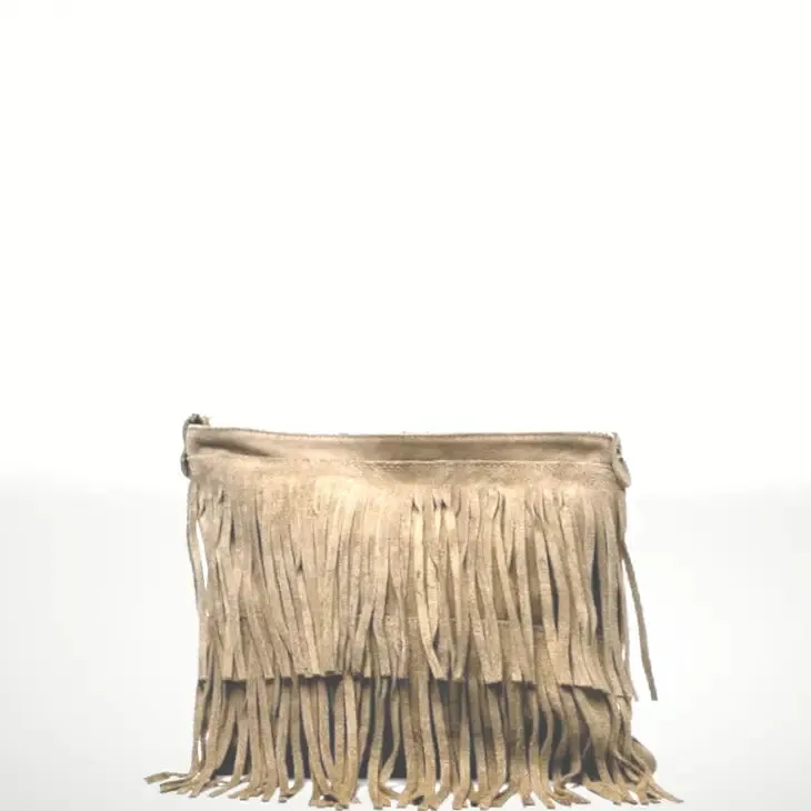Italian Leather Fringe Shoulder Bag