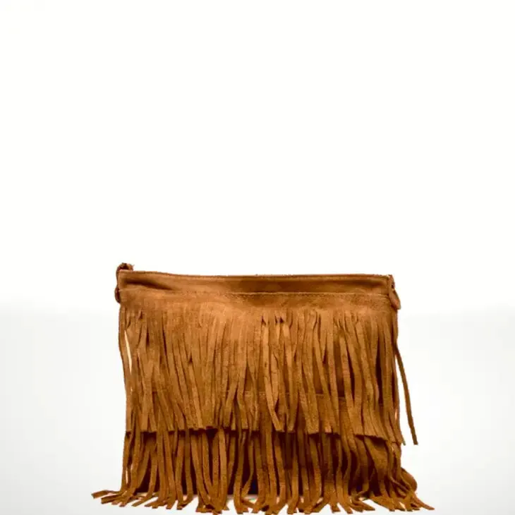 Italian Leather Fringe Shoulder Bag