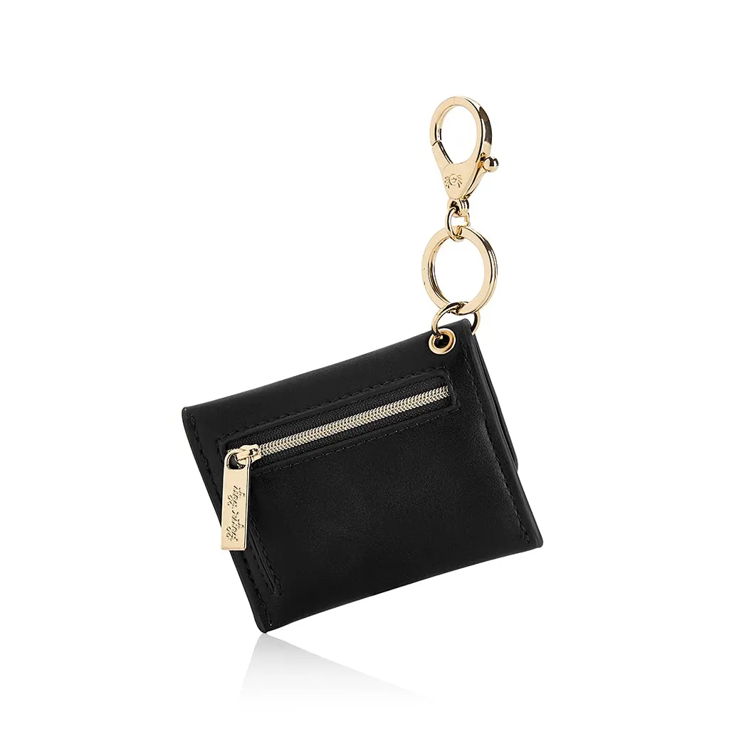 Itzy Ritzy  Itzy Mini Keychain Wallet; Small Card Holder Can Clip to Diaper Bag, Purse, Travel Bag or Keychain (Black)