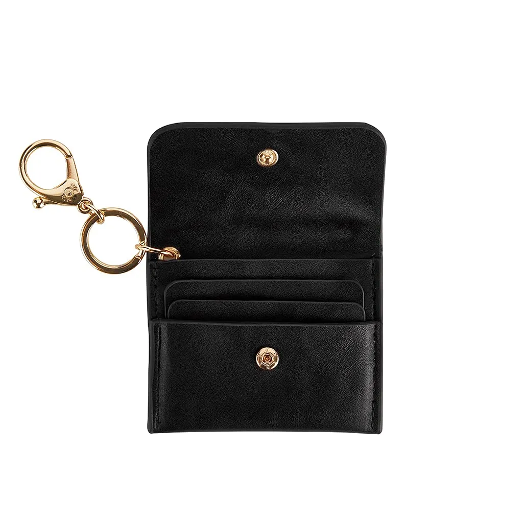 Itzy Ritzy  Itzy Mini Keychain Wallet; Small Card Holder Can Clip to Diaper Bag, Purse, Travel Bag or Keychain (Black)