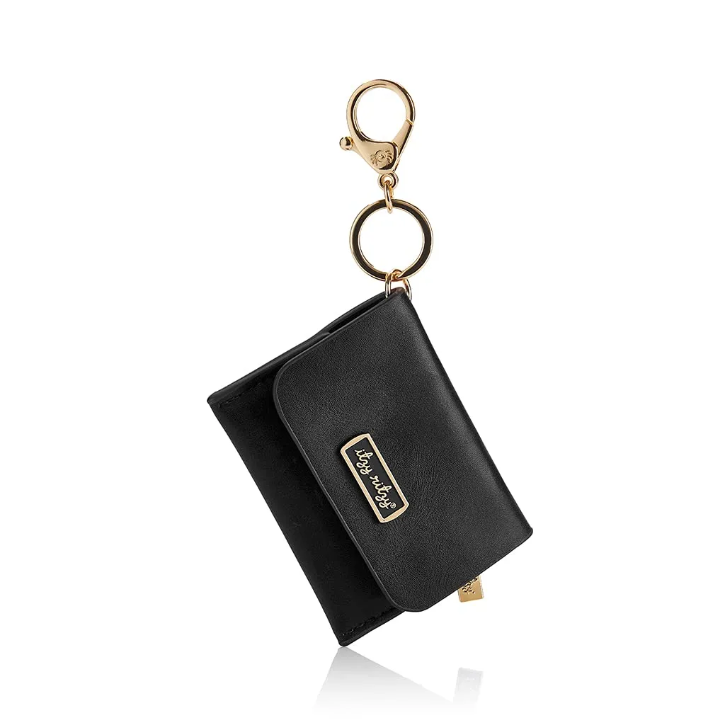 Itzy Ritzy  Itzy Mini Keychain Wallet; Small Card Holder Can Clip to Diaper Bag, Purse, Travel Bag or Keychain (Black)