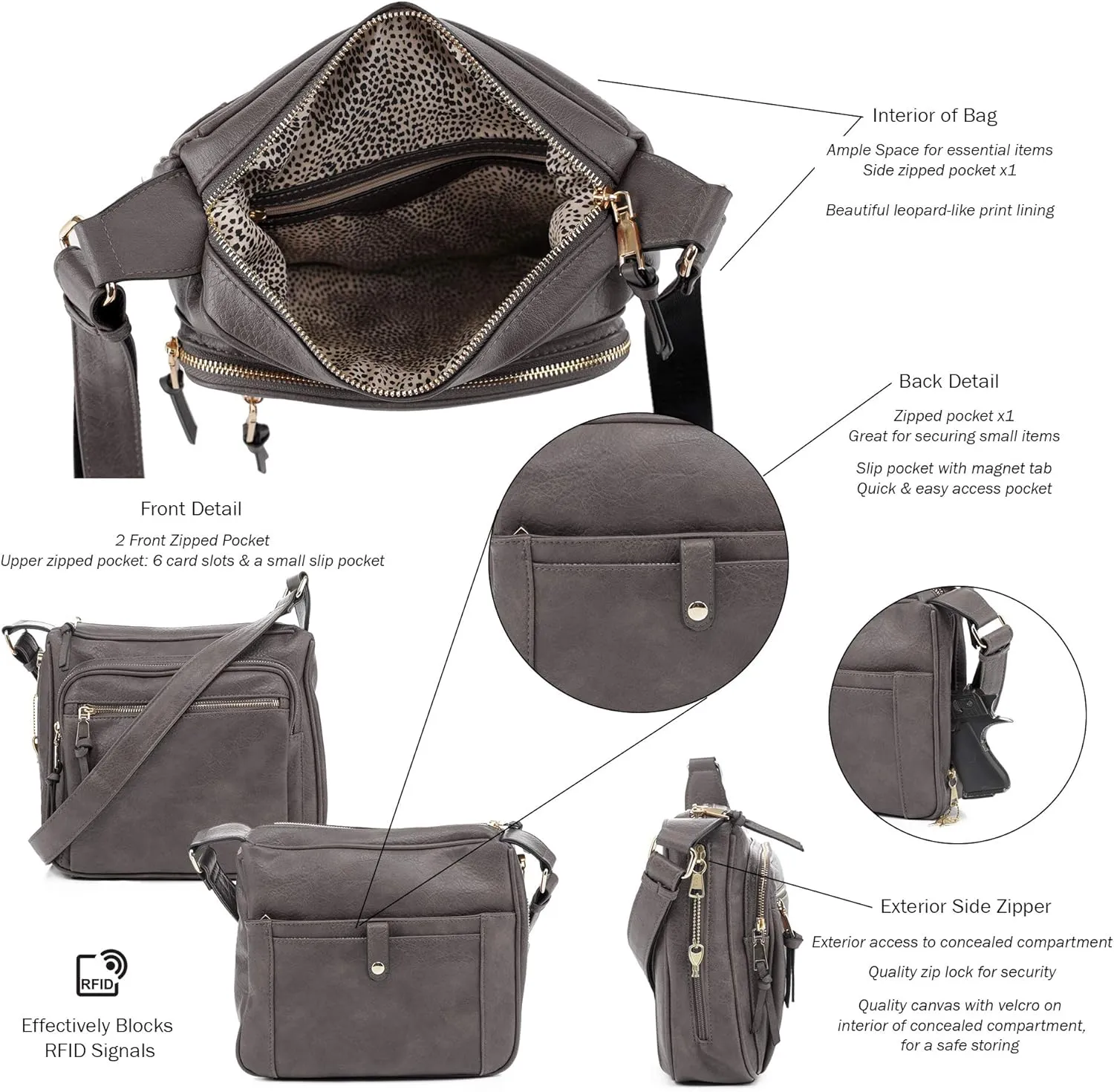 JESSIE & JAMES | Concealed Carry RFID Blocking Crossbody Purse for Women with Lock and Key