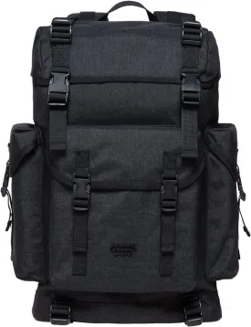 KAUKKO Vintage Casual polyster and Leather Rucksack Backpack(18-LINEN BLACK)
