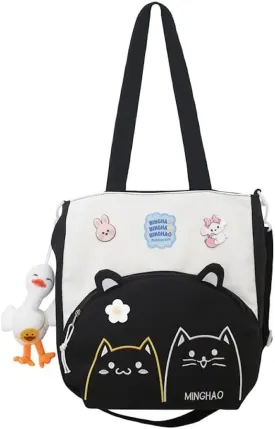 Kawaii Cat Crossbody Bag with Plushies Japanese Kawaii Crossbody Purse Shoulder Tote Bag Handbag Women Casual Bags