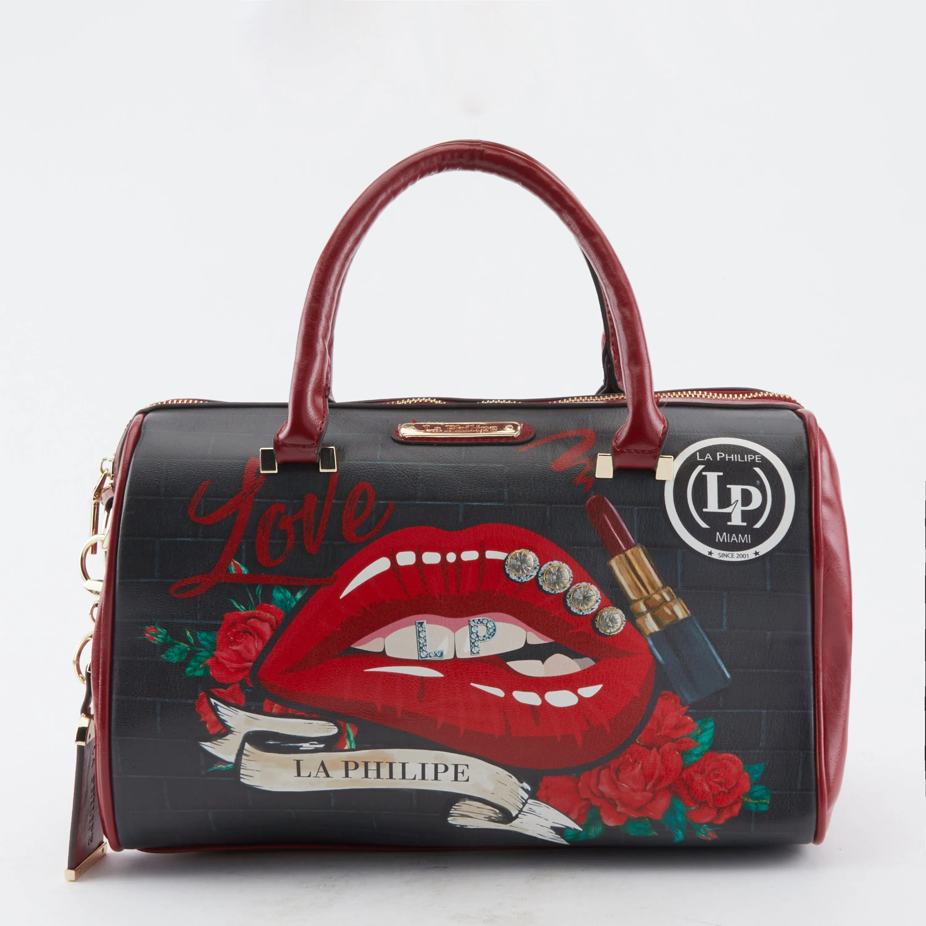 La Philipe Lp1022 16 Handbag Satchel Red Pu Leather