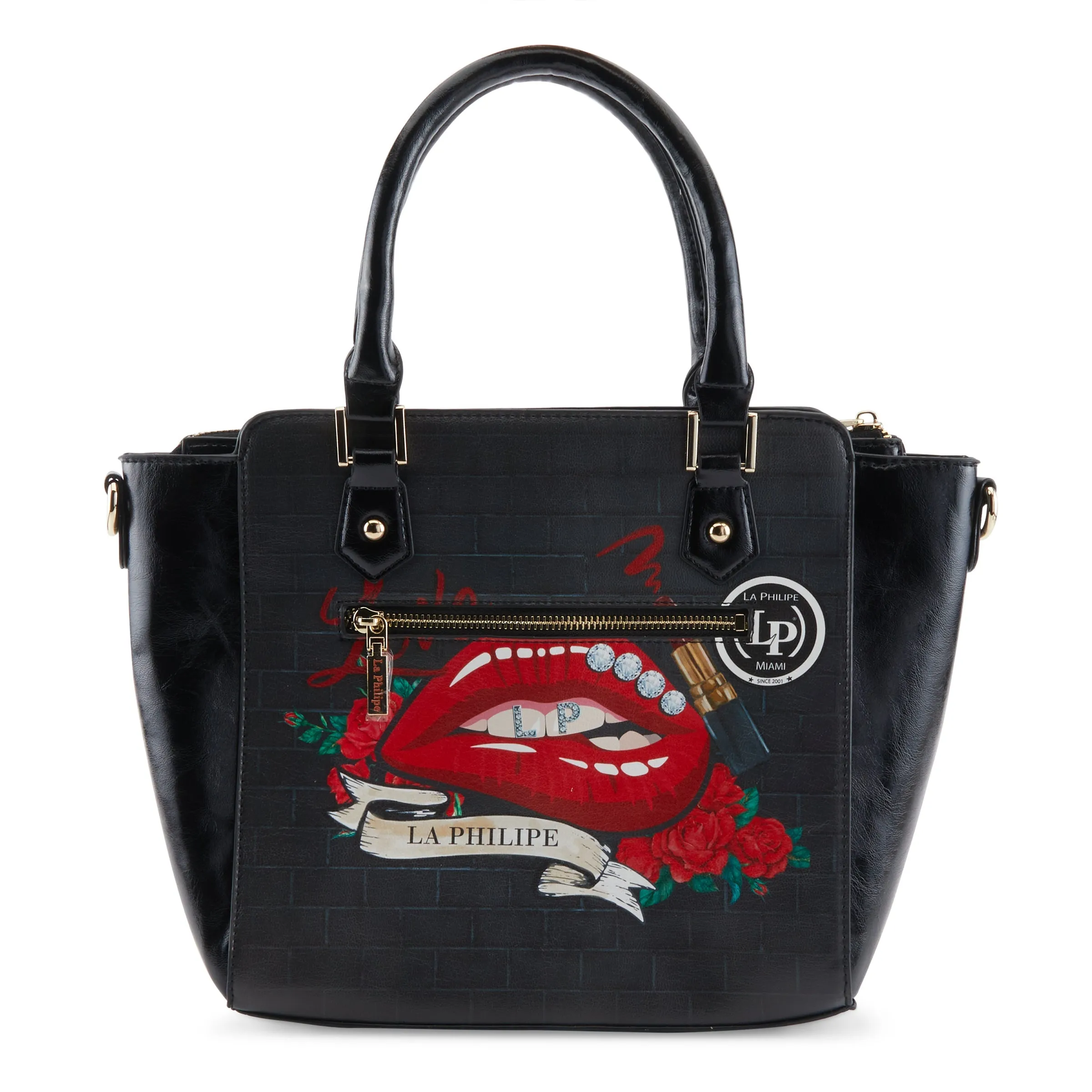 La Philipe Lp1022 16 Handbag Satchel Red Pu Leather
