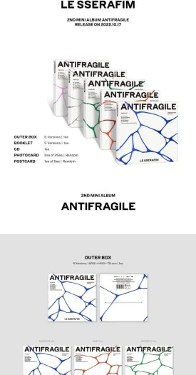 LE SSERAFIM ANTIFRAGILE 2nd Mini Album COMPACT Version CD Booklet Photocard Postcard Tracking (PINK DIAMOND Version)