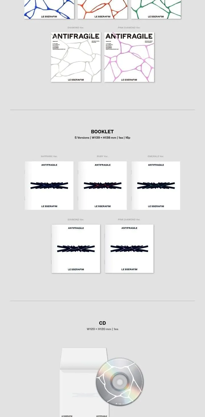 LE SSERAFIM ANTIFRAGILE 2nd Mini Album COMPACT Version CD Booklet Photocard Postcard Tracking (PINK DIAMOND Version)