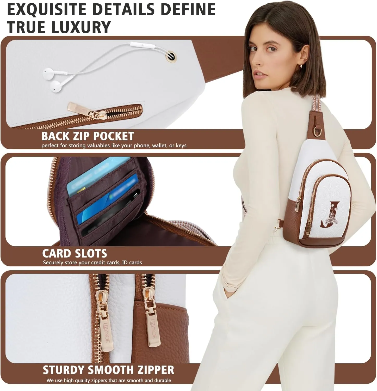 Letter Women Crossbody Bag Sling Shoulder Purse Fanny Pack Side Cross Body Travel Small Leather Belt Backpack Executives Empoyee Boss Co Work Coworker Colleague Assistant Secretary Appreciation Gift