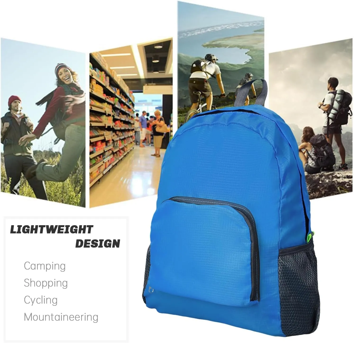 Lightweight Hiking Backpack, Ultralight Waterproof Foldable Travel Bag for Women and Men (Light Blue)