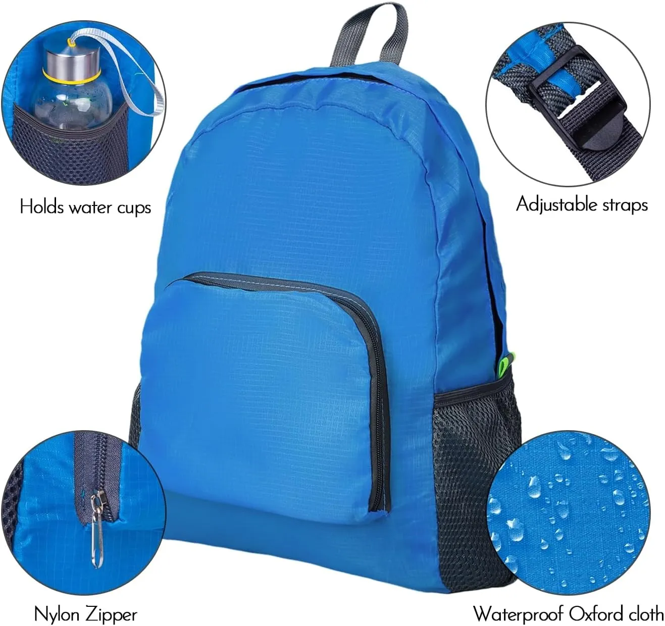 Lightweight Hiking Backpack, Ultralight Waterproof Foldable Travel Bag for Women and Men (Light Blue)