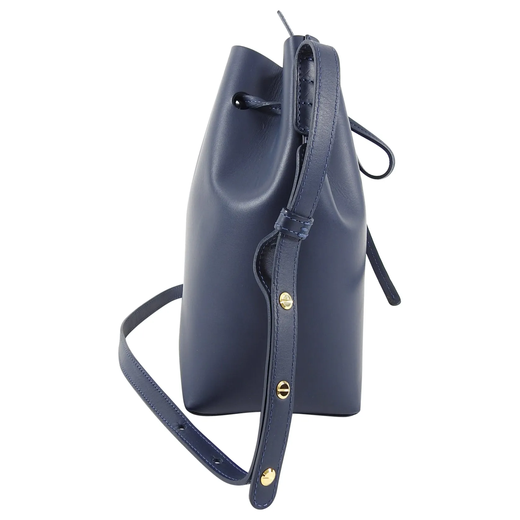 Mansur Gavriel Navy Blue Mini Drawstring Bucket Bag