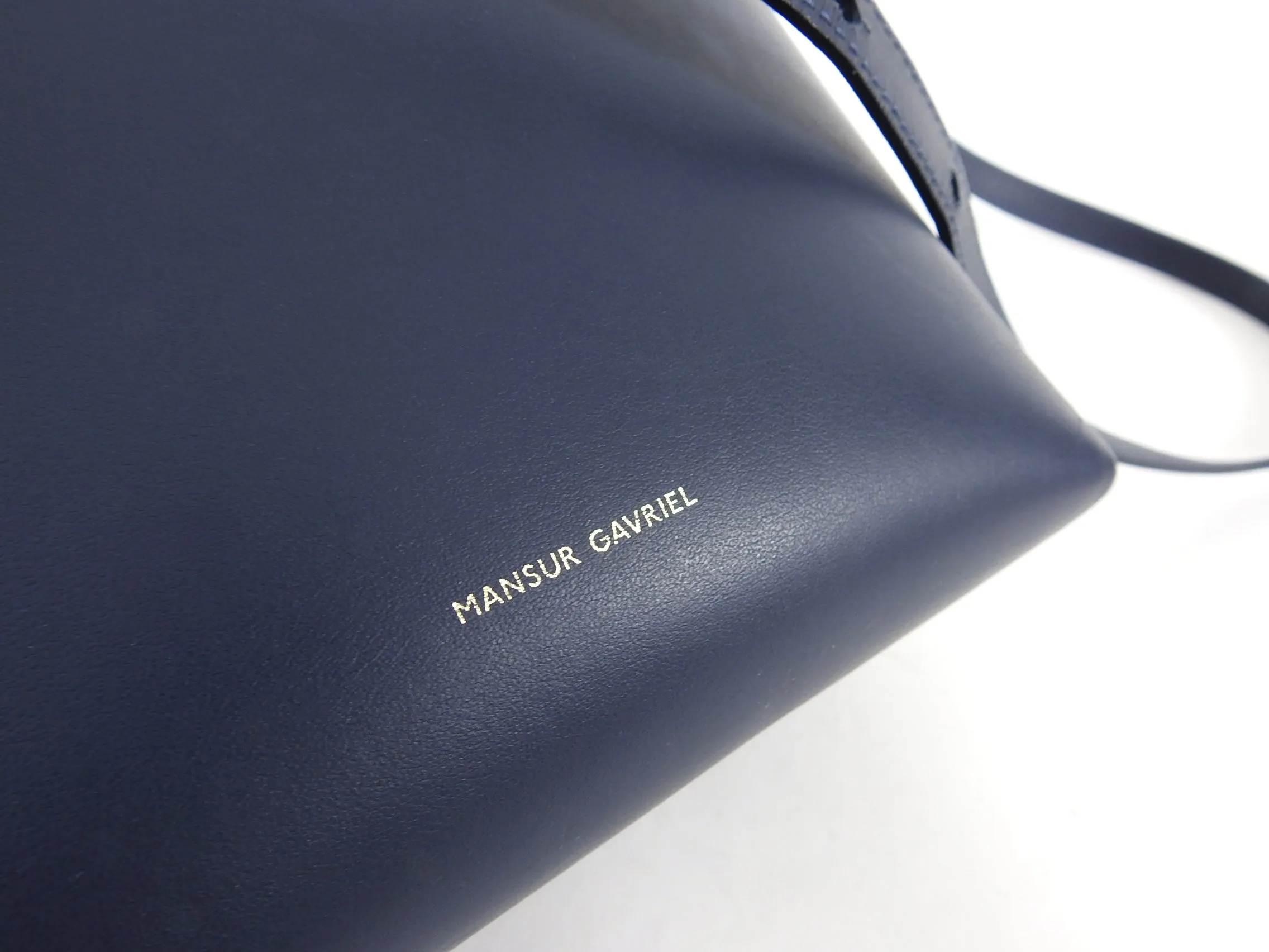Mansur Gavriel Navy Blue Mini Drawstring Bucket Bag