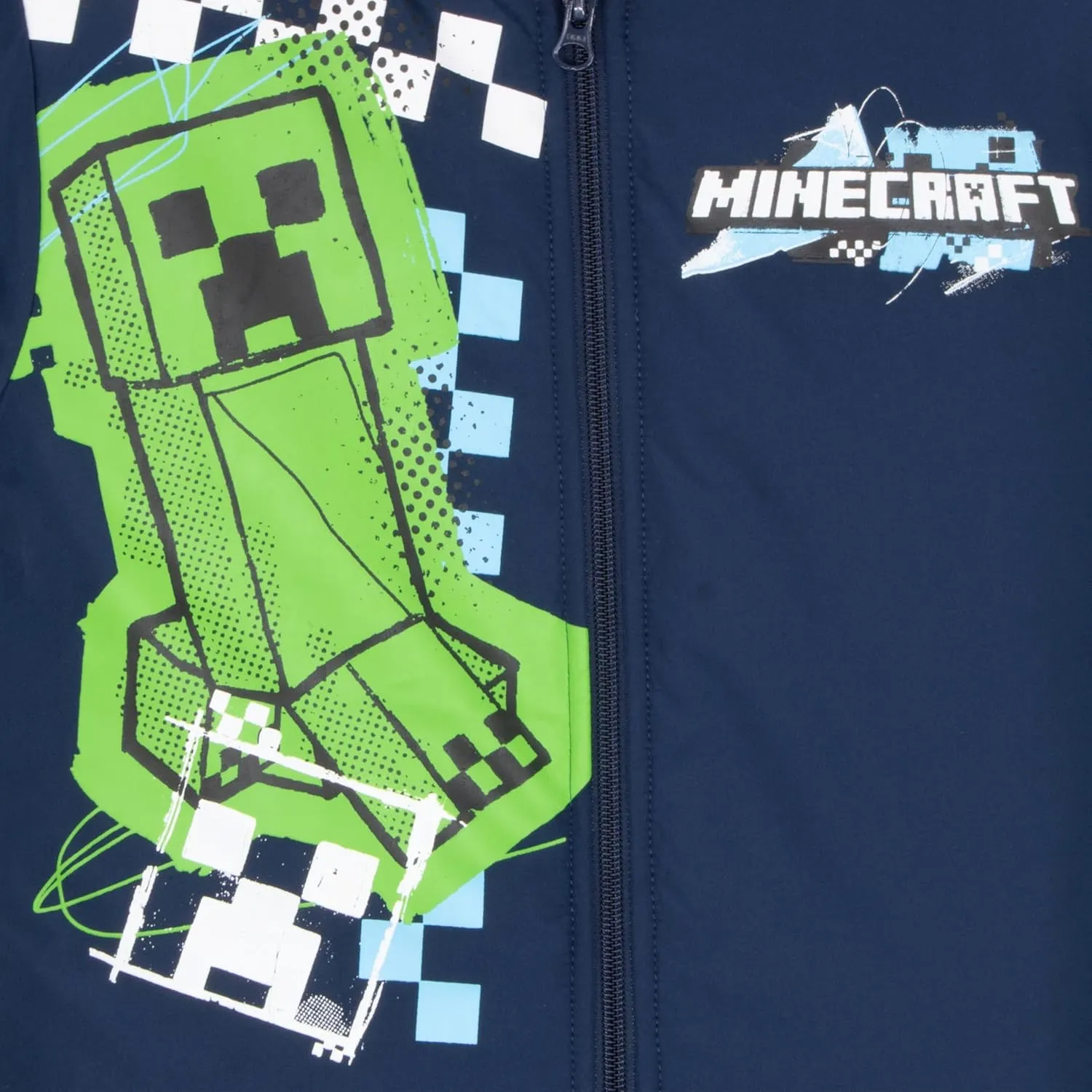 Minecraft Bomber Jacket for Boys, Zip-Up Graphic Print Varsity Jacket for Kids and Toddlers
