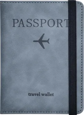 Passport Holder, Passport Cover with Credit Card Slot and Boarding Pass Slot Combo, Passport Wallet Case Book Travel Must Have, RFID Blocking Leather Travel Accessories, Marine Grey