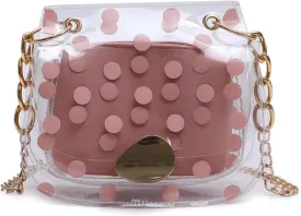 Polka Dot Purse Clear PVC Retro Crossbody Jelly Bag with Chain Mini Shoulder Handbag for Women Casual Daily Travel Use